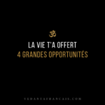 Titre « La vie t’a offert 4 grandes opportunités » en blanc et doré sur fond noir.