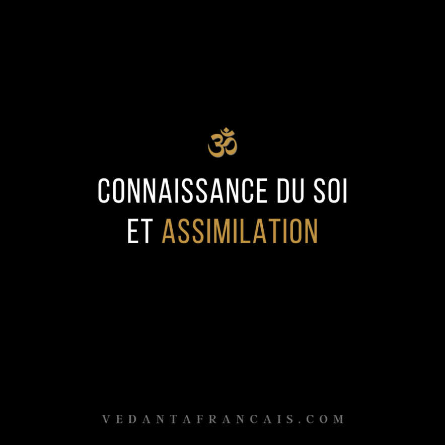 Titre « Connaissance du Soi et assimilation » en blanc et doré sur fond noir.