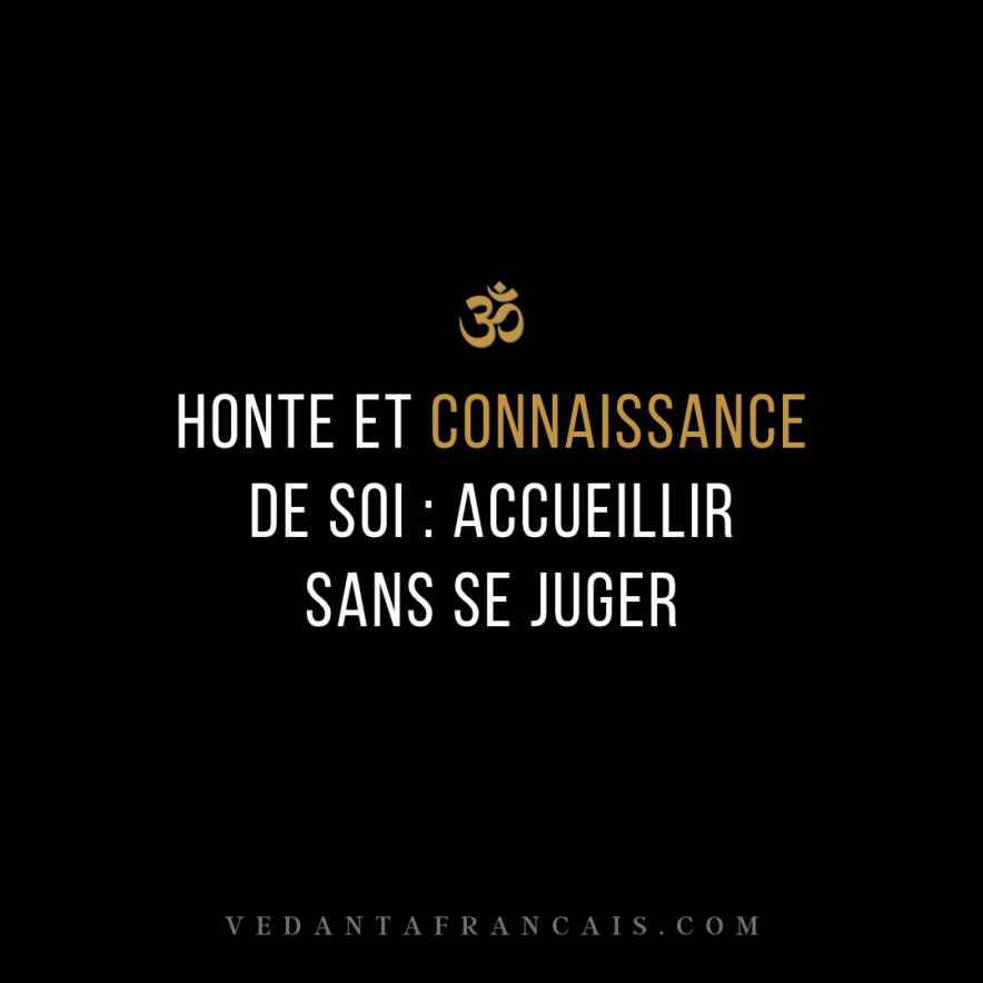 Titre « Honte et connaissance de soi : accueillir sans se juger » en blanc et doré sur fond noir.