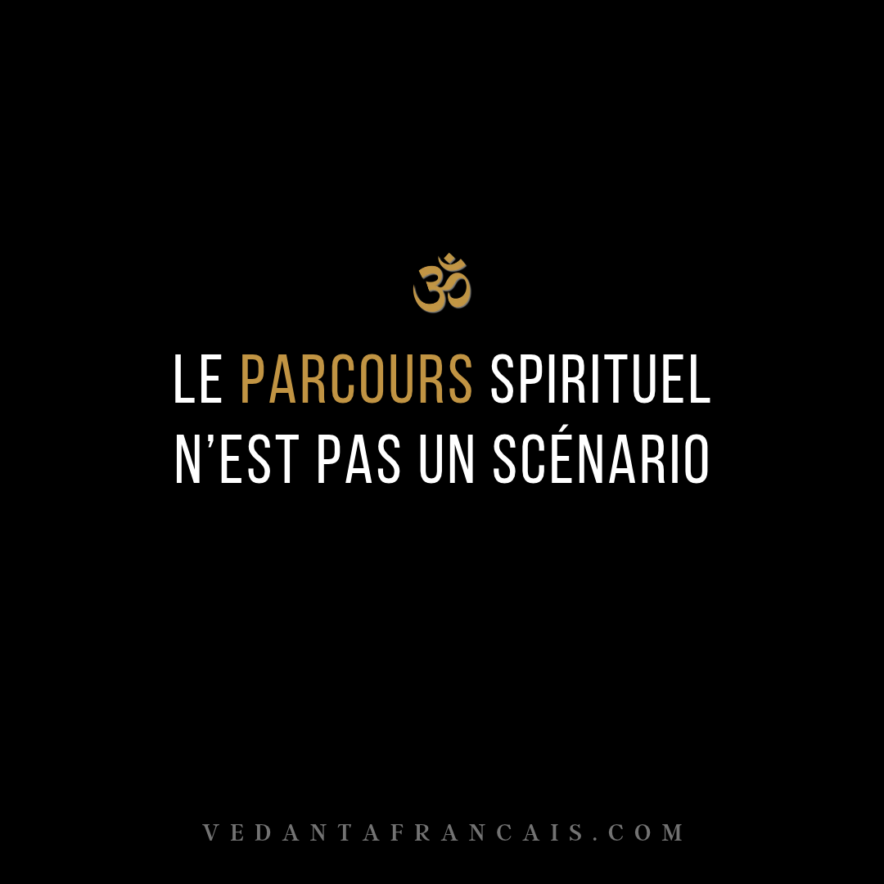 Titre « Le parcours spirituel n’est pas un scénario » en blanc et doré sur fond noir.