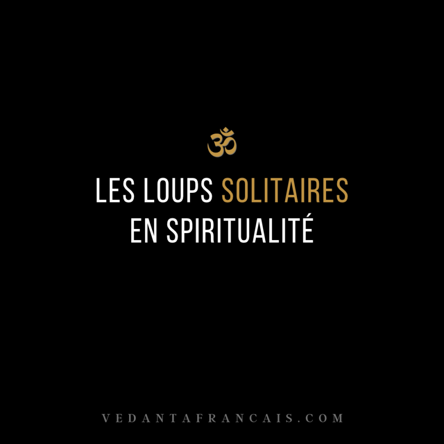 Symbole Om au-dessus du titre « Les loups solitaires en spiritualité », en blanc et doré sur fond noir.