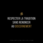 Titre « Respecter la tradition sans renoncer au discernement » en blanc et doré sur fond noir.