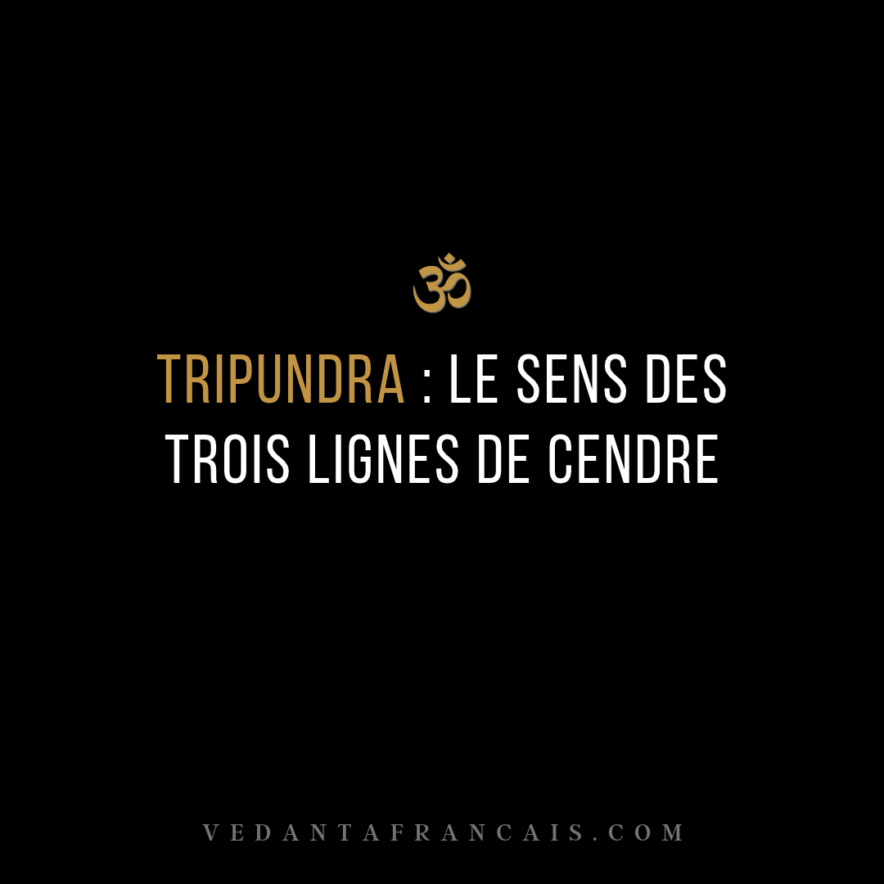 Titre « Tripundra : le sens des trois lignes de cendre » en blanc et doré sur fond noir.