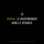Symbole Om au-dessus du titre « Viveka : le discernement dans le Vedanta » en blanc et doré sur fond noir.
